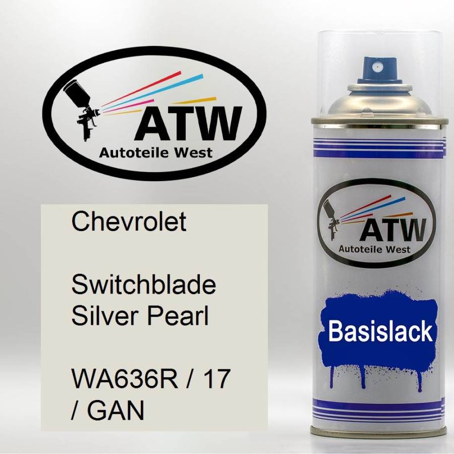 Chevrolet, Switchblade Silver Pearl, WA636R / 17 / GAN: 400ml Sprühdose, von ATW Autoteile West.